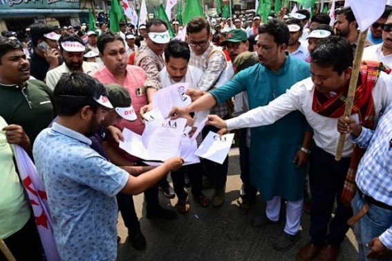 Protest erupted in Agartala against CAA in TYF, DYFI's rally Protest erupted in Agartala against CAA in TYF, DYFI's rally
